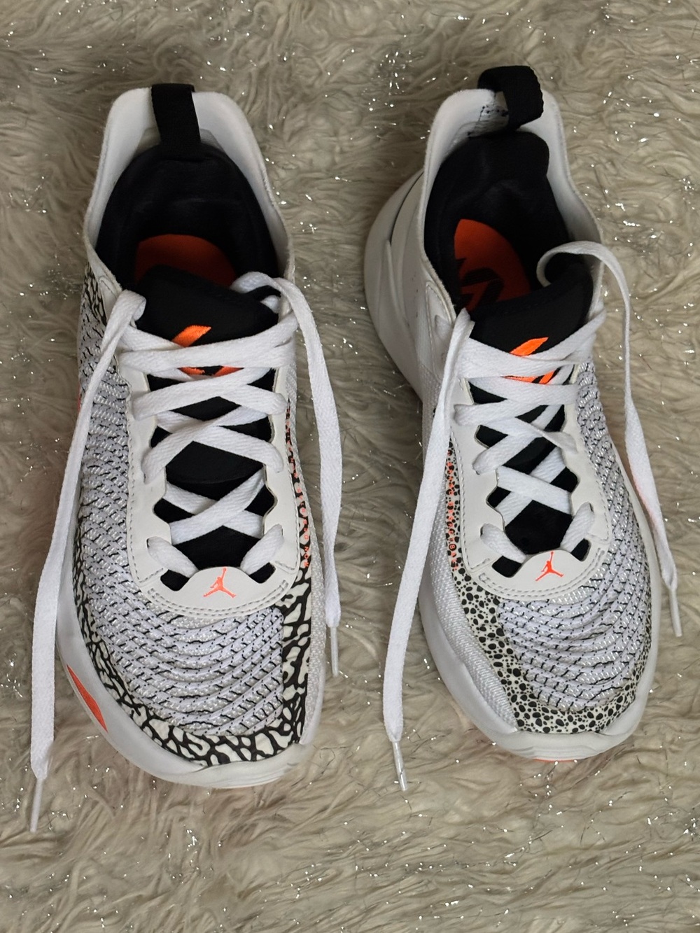 Nike Jordan Luka1 White, Black And Orange Men’s Safari Sneakers Size US5.5